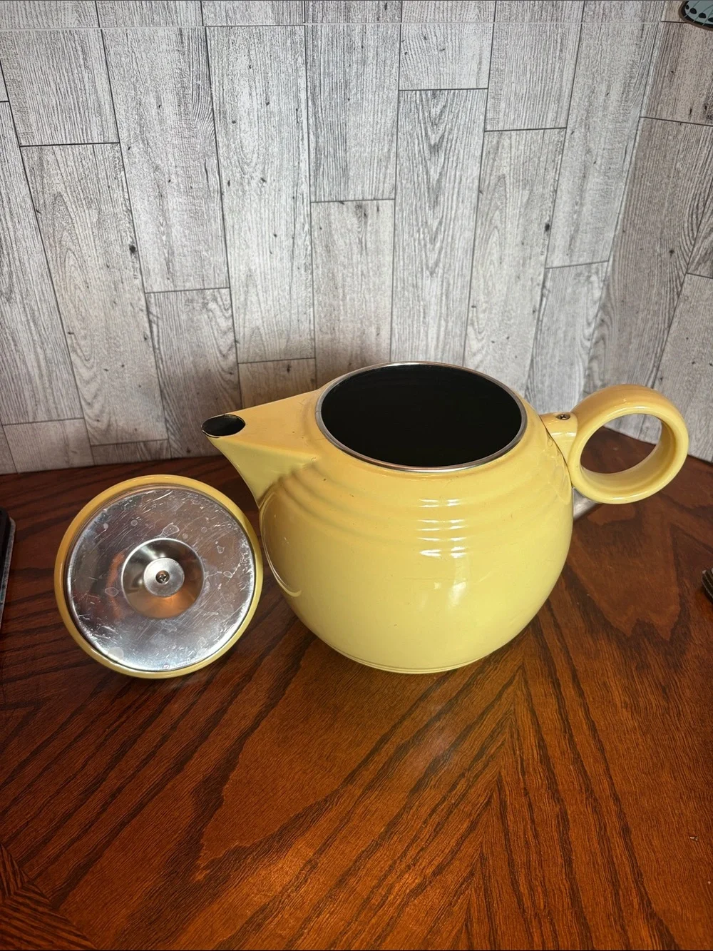 Fiestaware Yellow Ceramic Round Teapot with Loop Handle